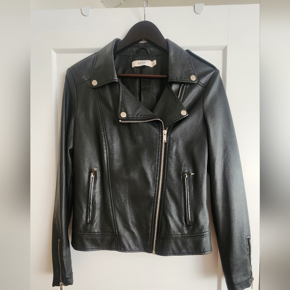 JustFab Classic Black Leather Jacket